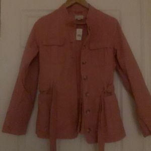NWT Loft jacket with tie for waist in dusty rose color